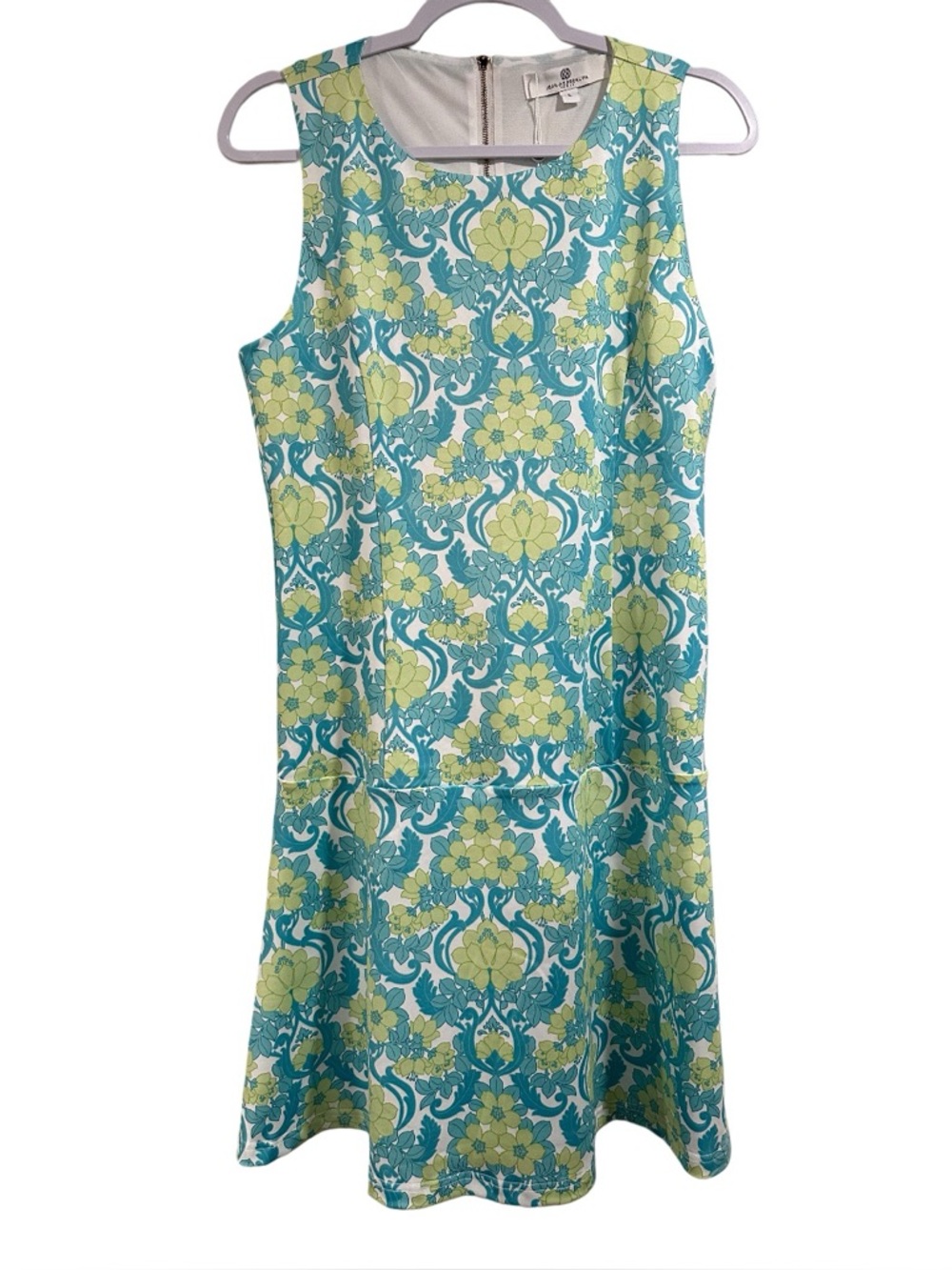 Jean-Pierre Klifa Paris Bridgit Shift Dress Wallpaper Floral Lime Green LargeNWT - Picture 4 of 14